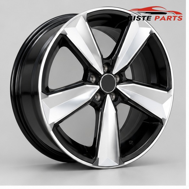 19x8.5 Alloy Wheel OEM Style Black polished face and milling spokes for Audi OEM-style fitment — ET38 CB73.1 (Code 1308)